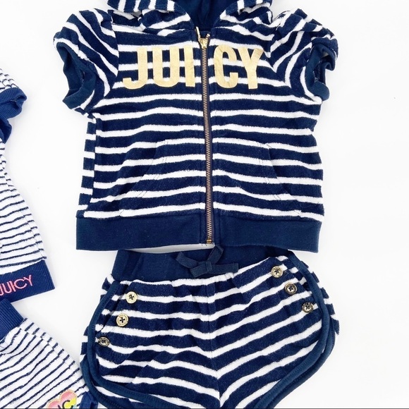 {2} Juicy Couture Girls 2 Pieces Hoody Shorts Sets Size 24 months - Picture 3 of 9